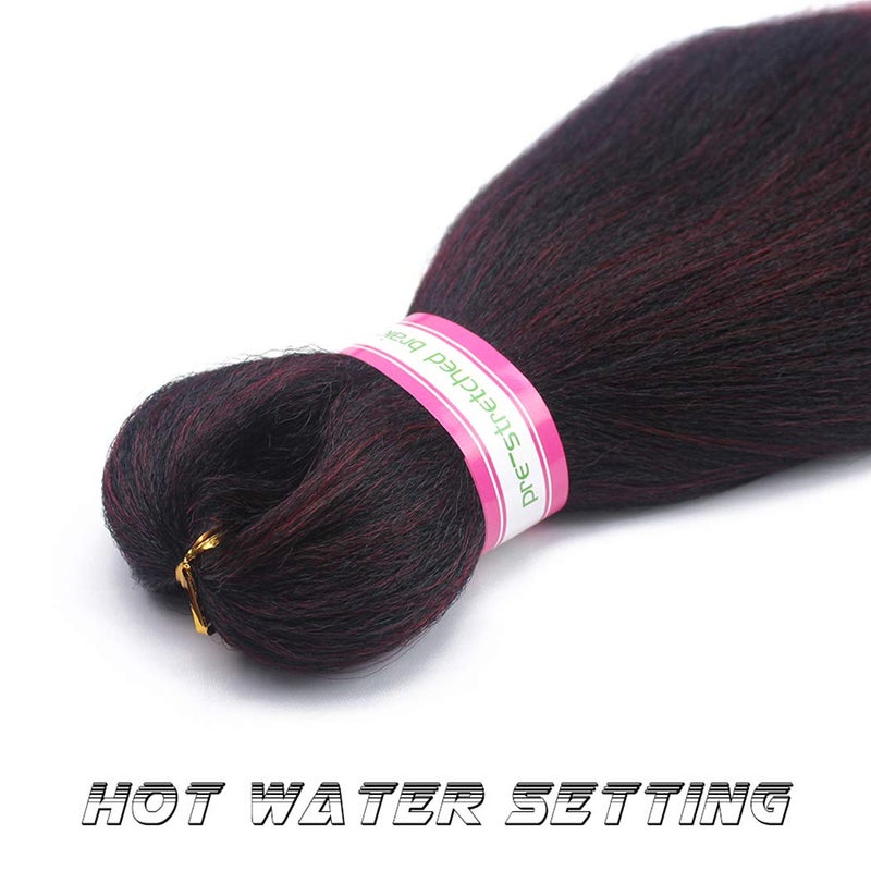 Dorsanee Ombre Burgundy Braiding Hair Pre Stretched 20 Inch 6 Packs Braiding Hair Extensions for Crochet Box Braids Twists Locs Hair Itch Free Soft Yaki Texture Hot Water Setting (20inch,#1B/Bug) - Image 4